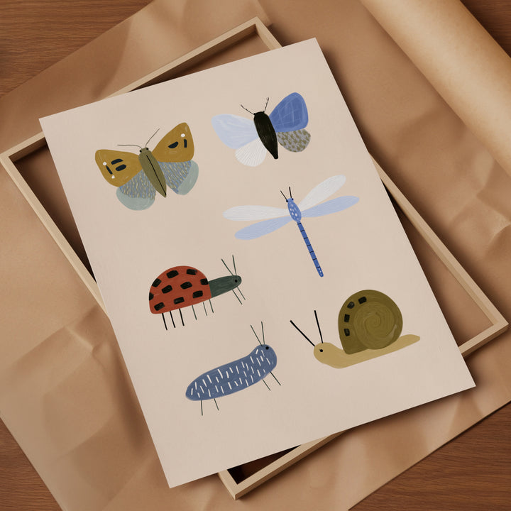 Garden Insects Print | Nature Bug Collection Nursery Wall Art