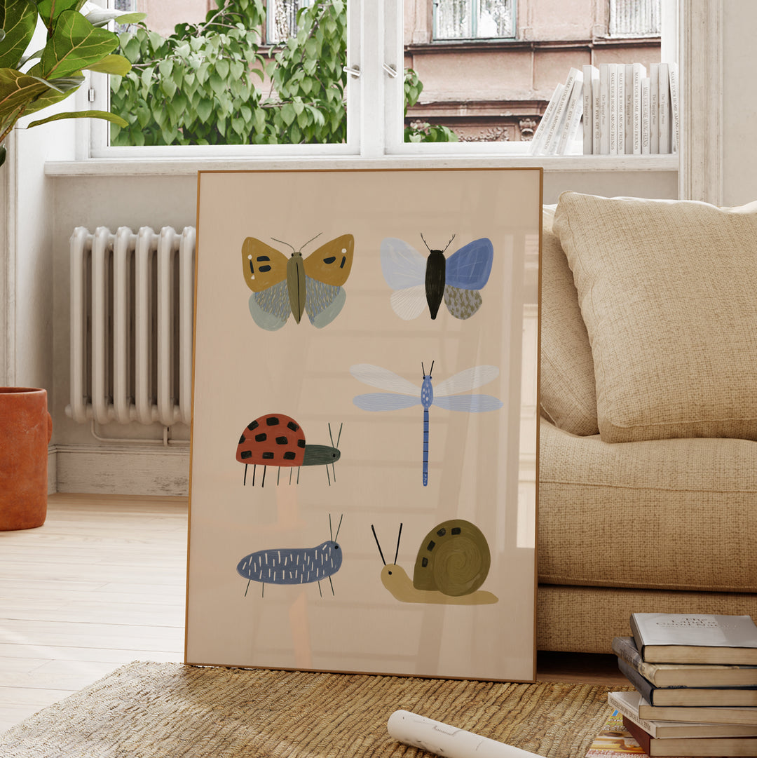 Garden Insects Print | Nature Bug Collection Nursery Wall Art