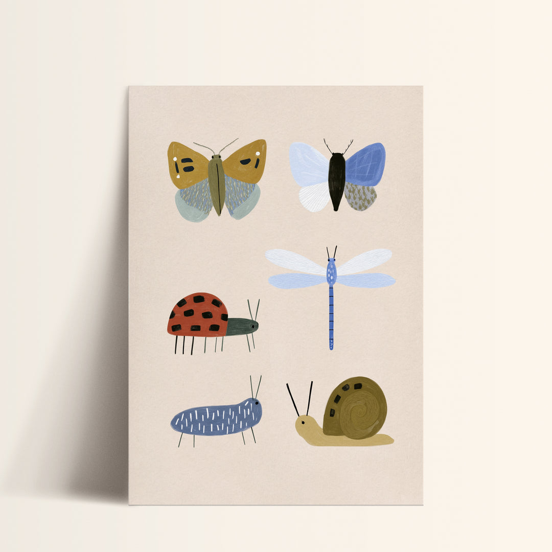 Garden Insects Print | Nature Bug Collection Nursery Wall Art
