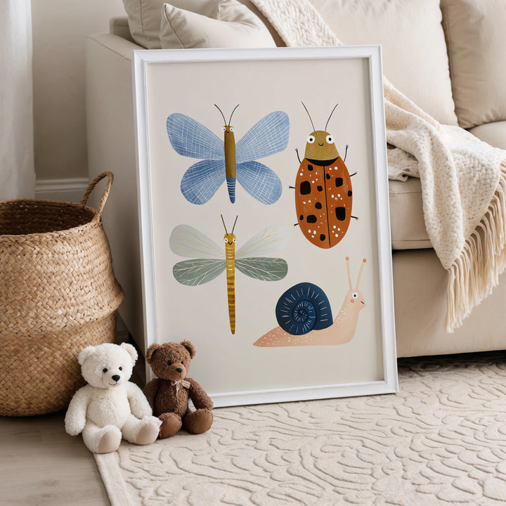 Bug Collection Print | Colorful Insects Nursery Wall Art for Kids