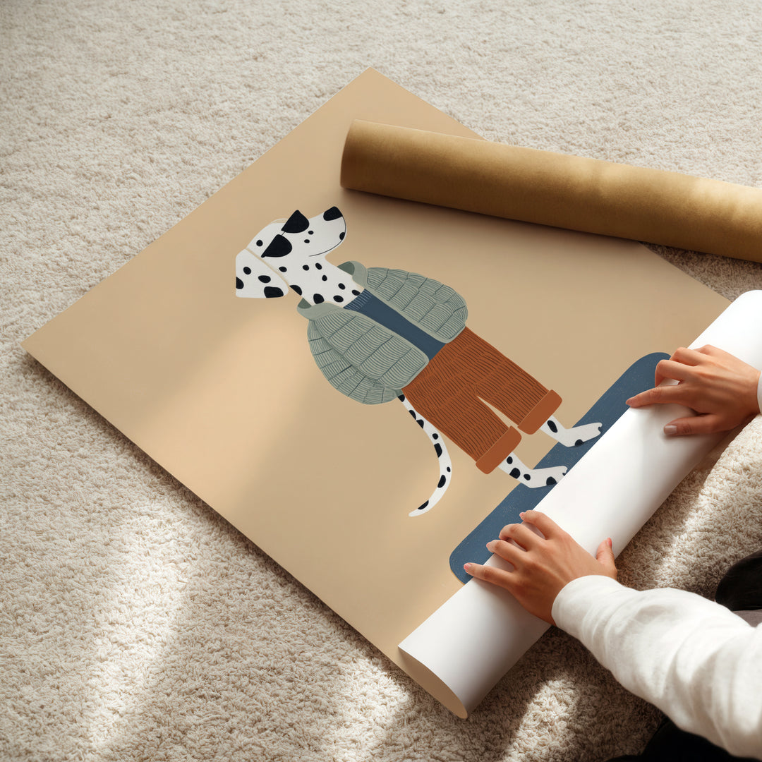 Dalmatian on Skateboard Print | Cool Dog Nursery Wall Art