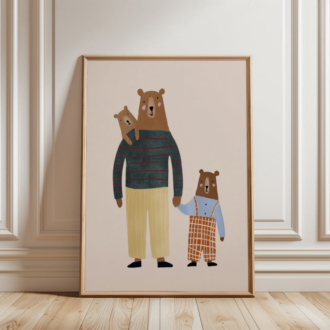Bear Family Print | Woodland Nursery Wall Art for Kids Room