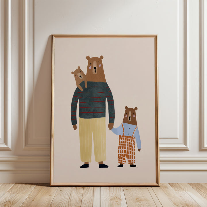 Bear Family Print | Woodland Nursery Wall Art for Kids Room