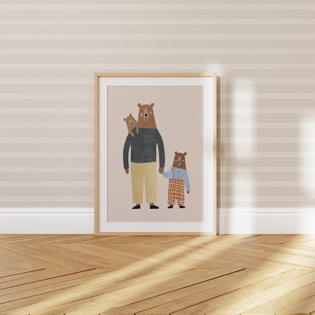 Bear Family Print | Woodland Nursery Wall Art for Kids Room
