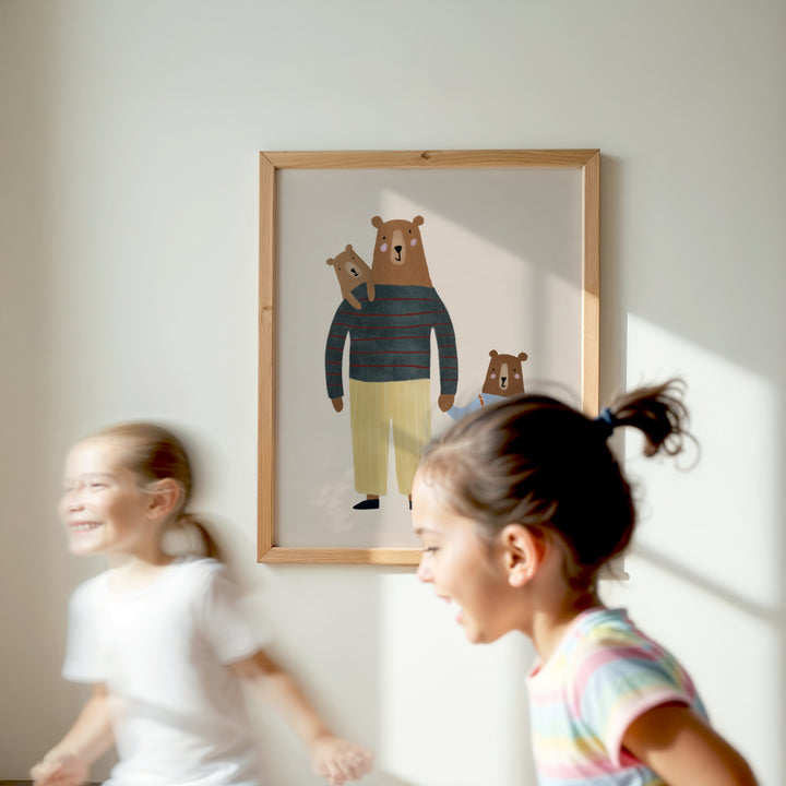 Bear Family Print | Woodland Nursery Wall Art for Kids Room