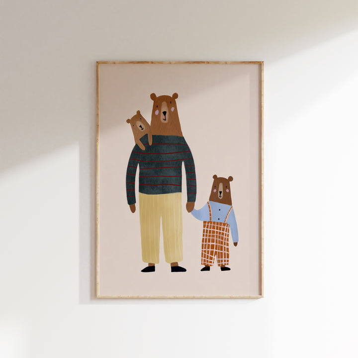 Bear Family Print | Woodland Nursery Wall Art for Kids Room