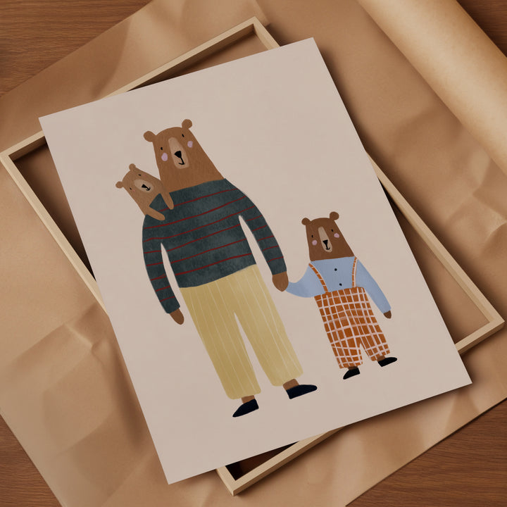 Bear Family Print | Woodland Nursery Wall Art for Kids Room