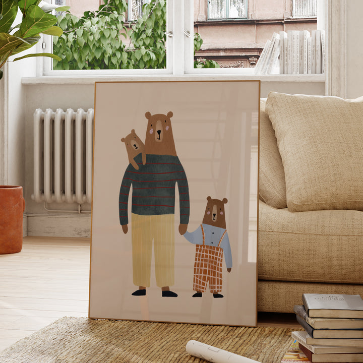 Bear Family Print | Woodland Nursery Wall Art for Kids Room