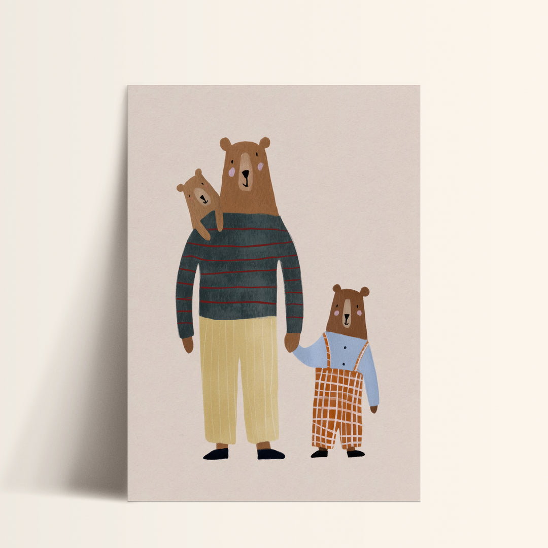Bear Family Print | Woodland Nursery Wall Art for Kids Room