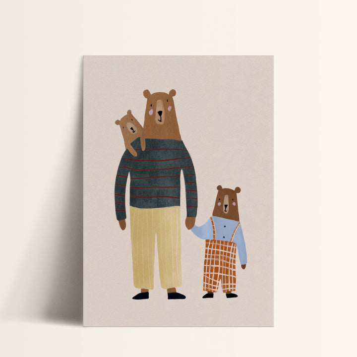 Bear Family Print | Woodland Nursery Wall Art for Kids Room