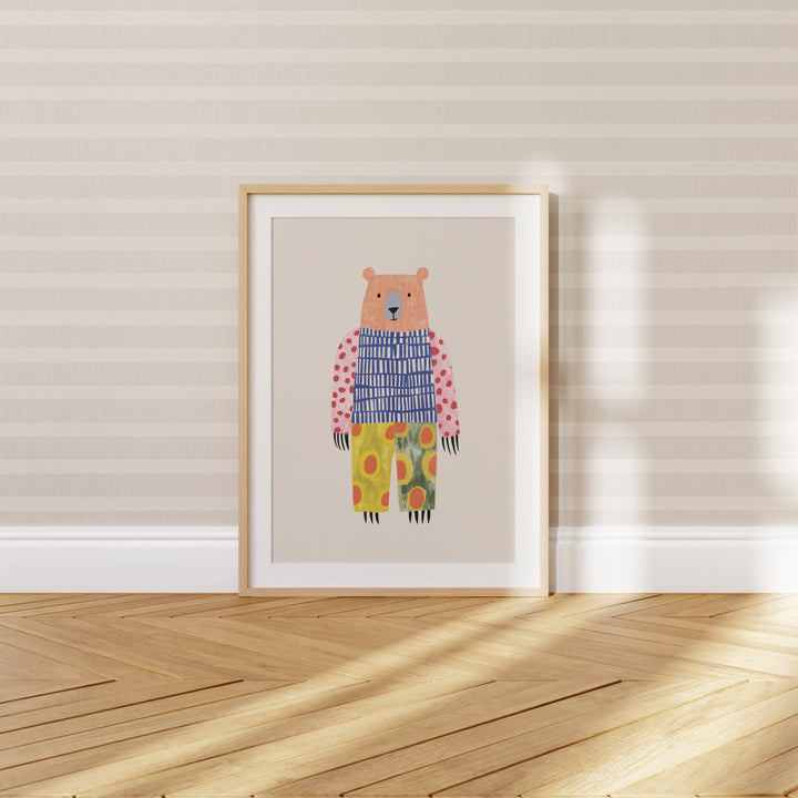 Colorful Pattern Bear Print | Bold Nursery Wall Art for Kids