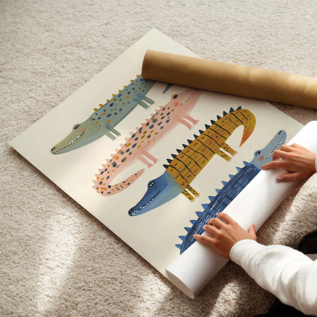 Stacked Crocodiles Print | Fun Safari Nursery Wall Art for Kids