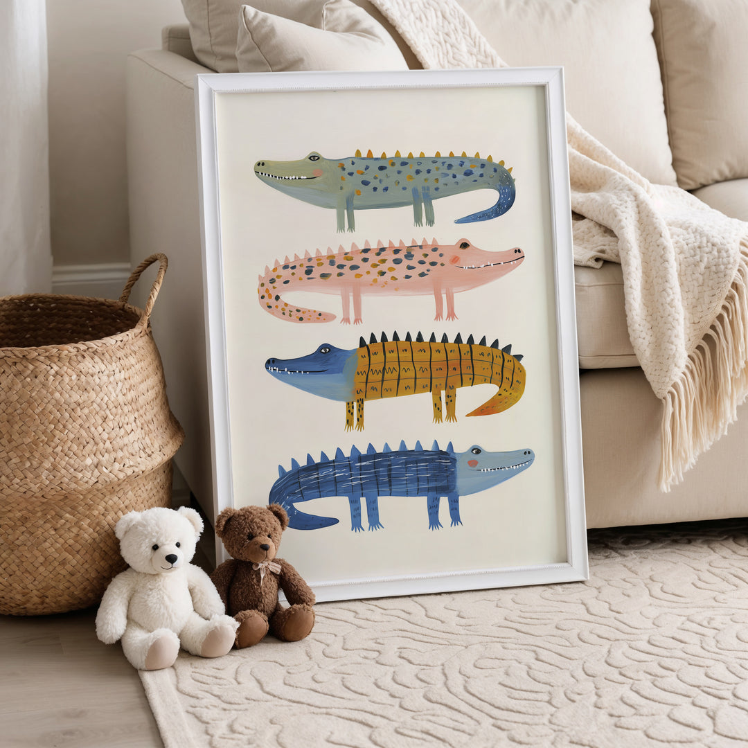 Stacked Crocodiles Print | Fun Safari Nursery Wall Art for Kids