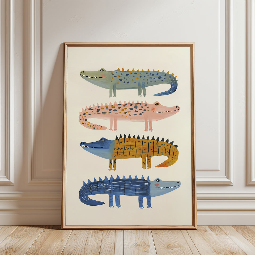 Stacked Crocodiles Print | Fun Safari Nursery Wall Art for Kids