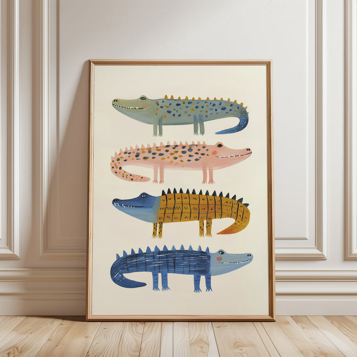Stacked Crocodiles Print | Fun Safari Nursery Wall Art for Kids
