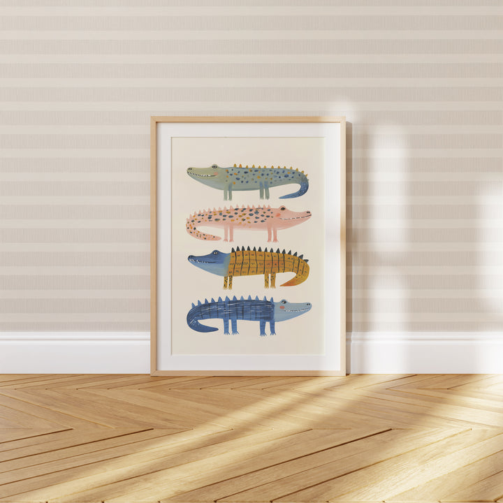 Stacked Crocodiles Print | Fun Safari Nursery Wall Art for Kids