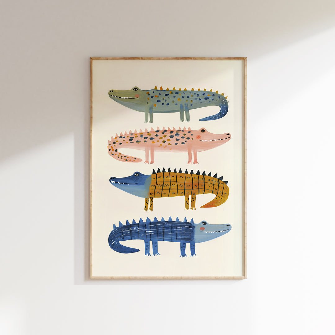 Stacked Crocodiles Print | Fun Safari Nursery Wall Art for Kids