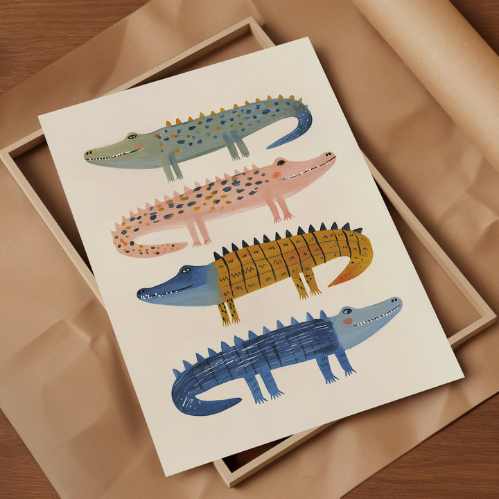 Stacked Crocodiles Print | Fun Safari Nursery Wall Art for Kids