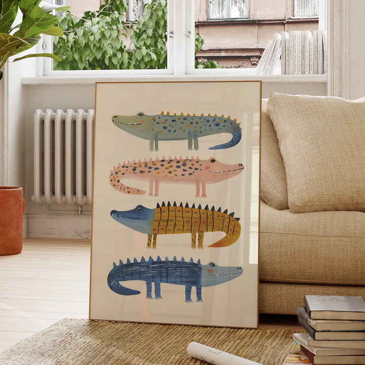 Stacked Crocodiles Print | Fun Safari Nursery Wall Art for Kids