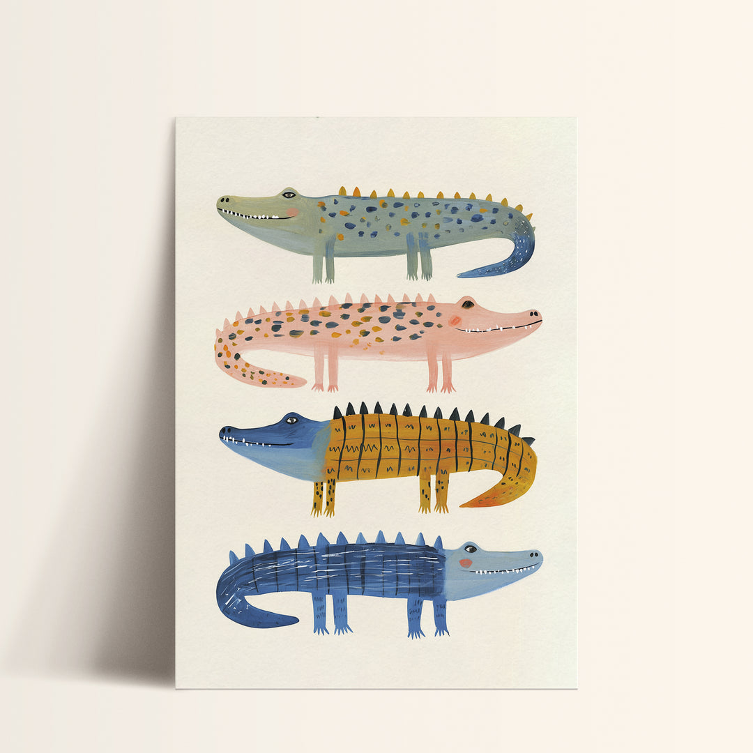 Stacked Crocodiles Print | Fun Safari Nursery Wall Art for Kids