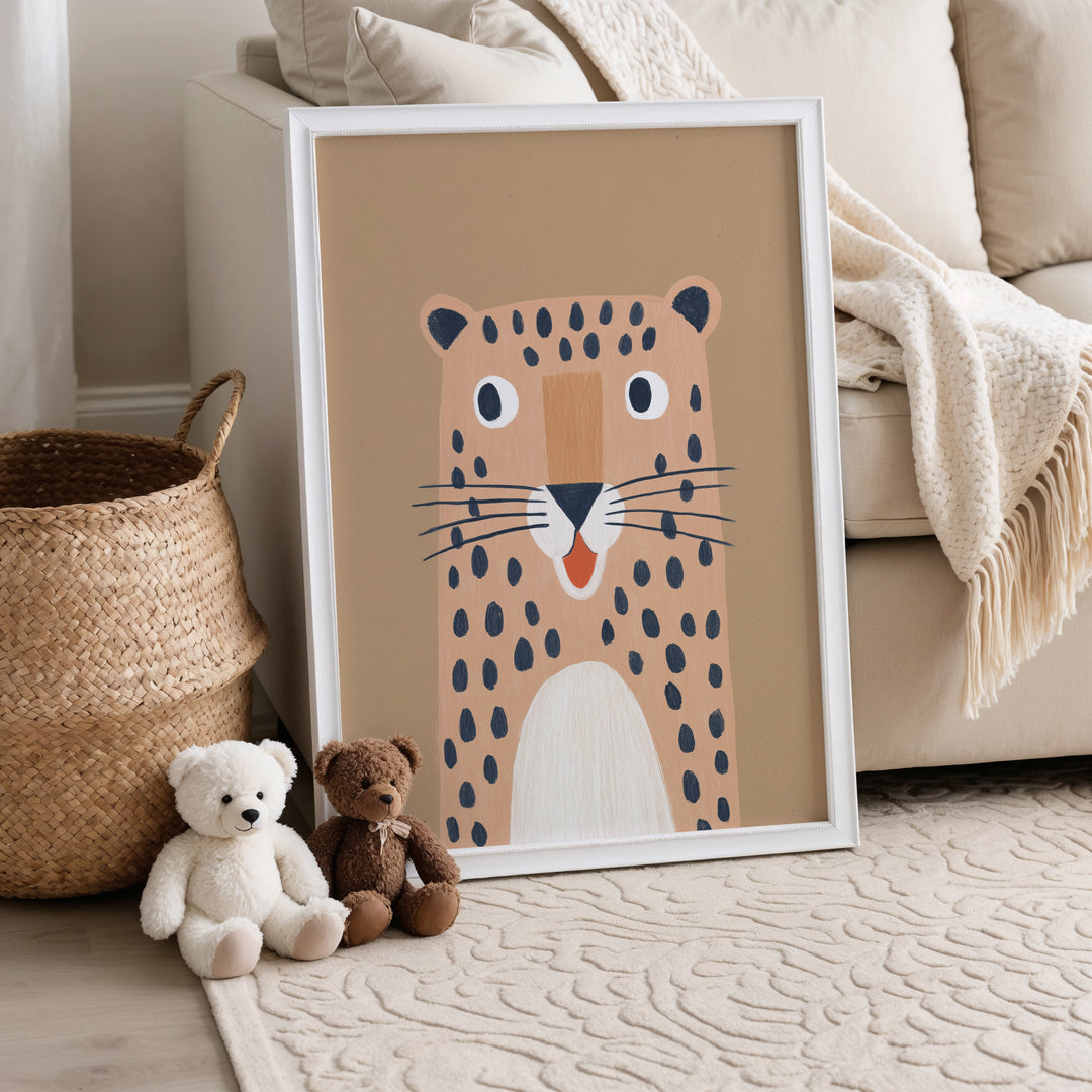 Leopard Portrait Print | Bold Safari Animal Nursery Wall Art
