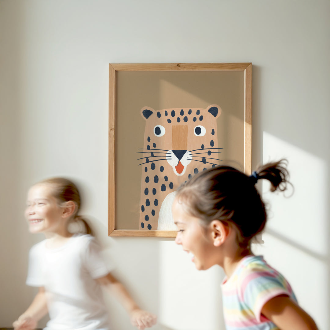Leopard Portrait Print | Bold Safari Animal Nursery Wall Art