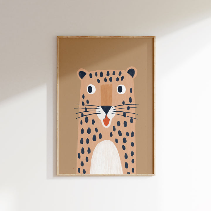 Leopard Portrait Print | Bold Safari Animal Nursery Wall Art