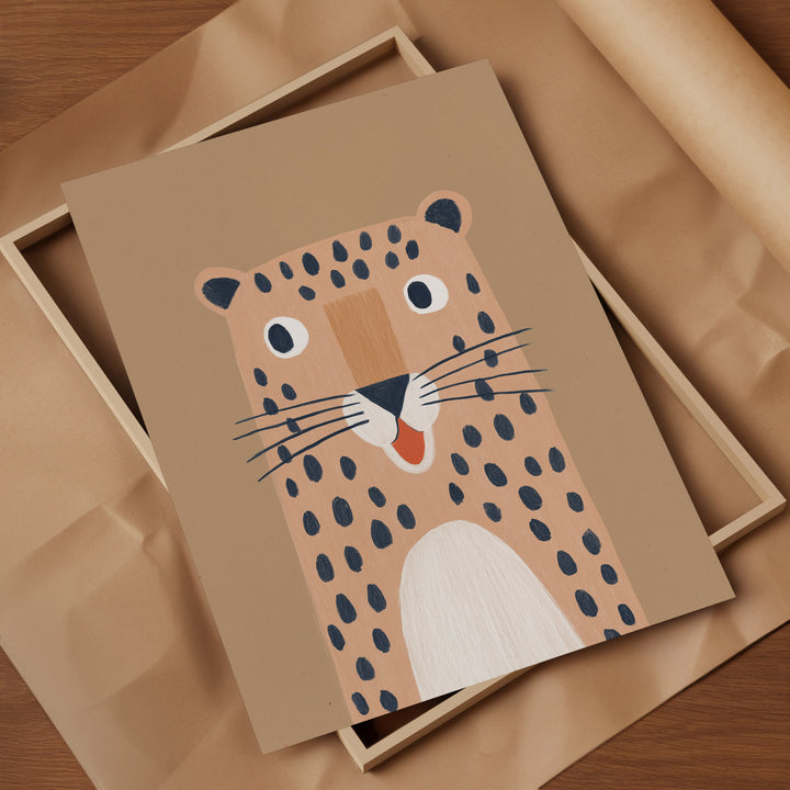 Leopard Portrait Print | Bold Safari Animal Nursery Wall Art
