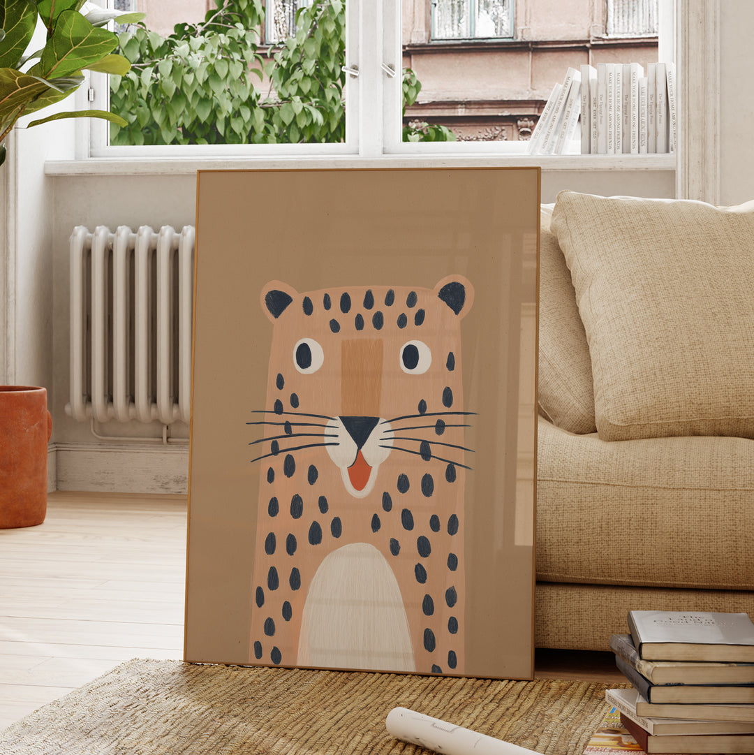 Leopard Portrait Print | Bold Safari Animal Nursery Wall Art
