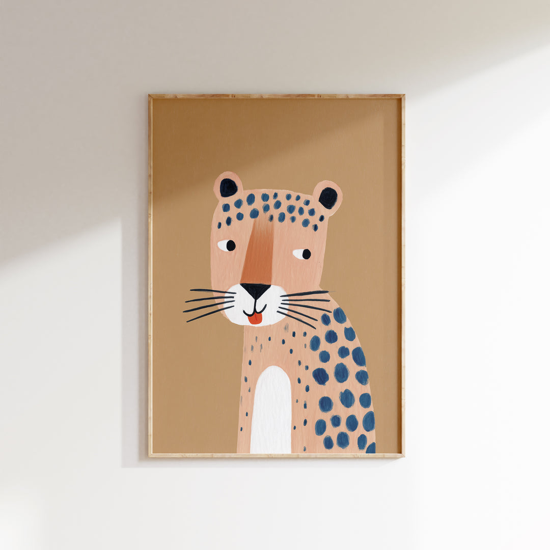 Cheetah Portrait Print | Friendly Safari Animal Nursery Art