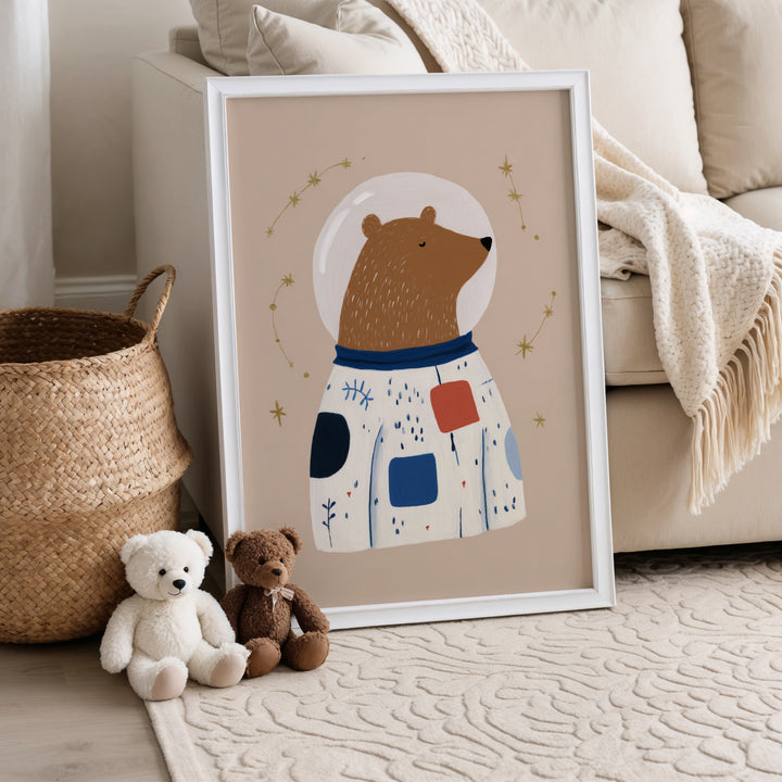 Space Bear Print | Astronaut Nursery Wall Art for Kids Room