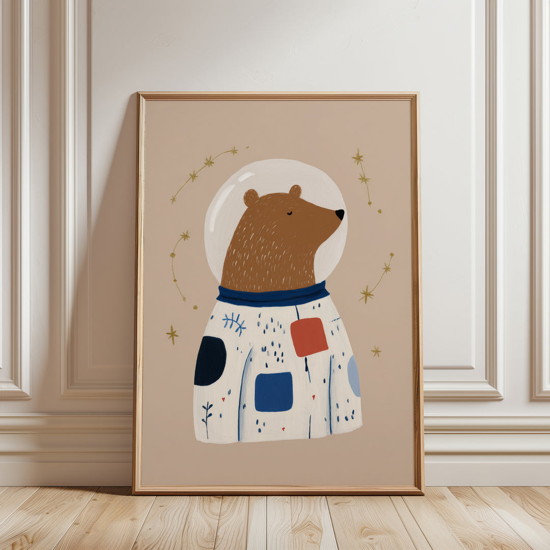 Space Bear Print | Astronaut Nursery Wall Art for Kids Room