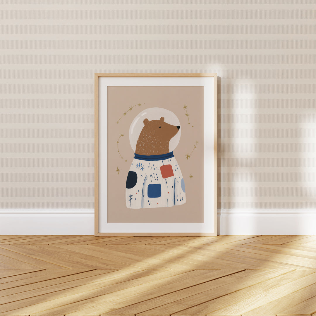Space Bear Print | Astronaut Nursery Wall Art for Kids Room