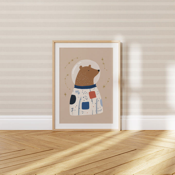Space Bear Print | Astronaut Nursery Wall Art for Kids Room
