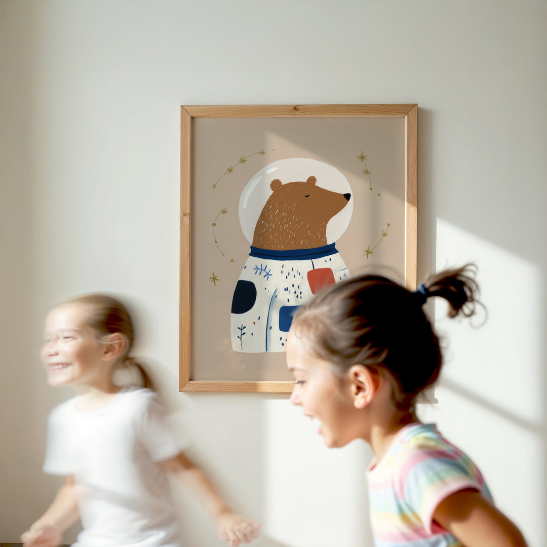 Space Bear Print | Astronaut Nursery Wall Art for Kids Room