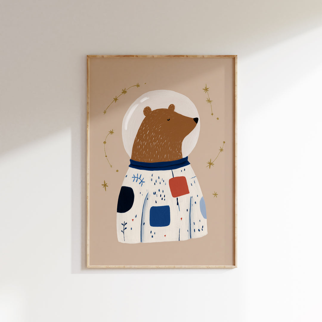 Space Bear Print | Astronaut Nursery Wall Art for Kids Room