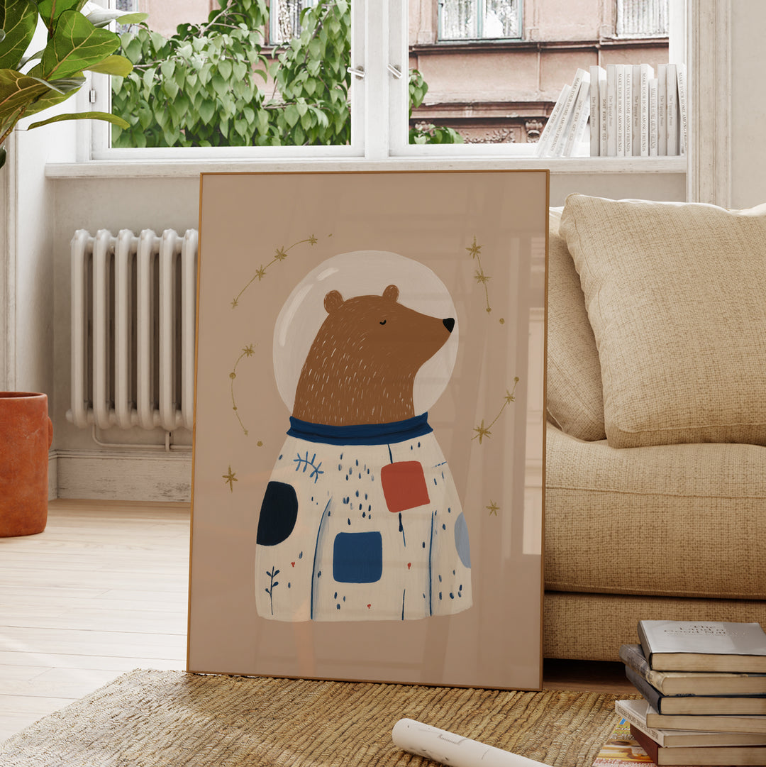 Space Bear Print | Astronaut Nursery Wall Art for Kids Room