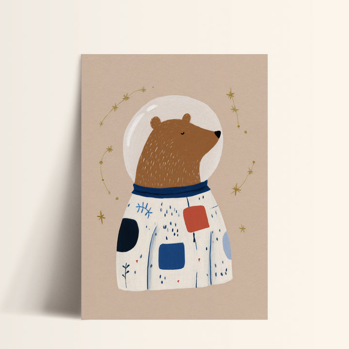 Space Bear Print | Astronaut Nursery Wall Art for Kids Room
