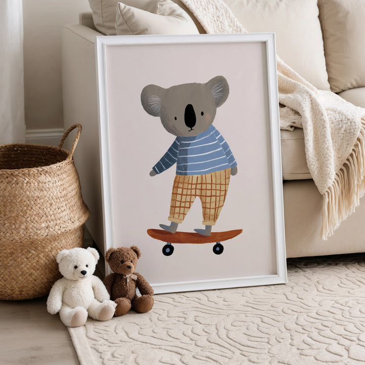 Skateboarding Koala Print