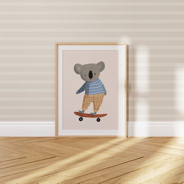 Skateboarding Koala Print