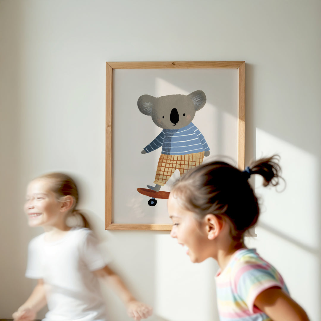 Skateboarding Koala Print