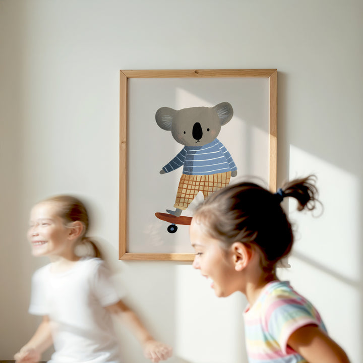 Skateboarding Koala Print