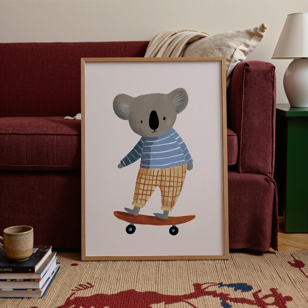 Skateboarding Koala Print