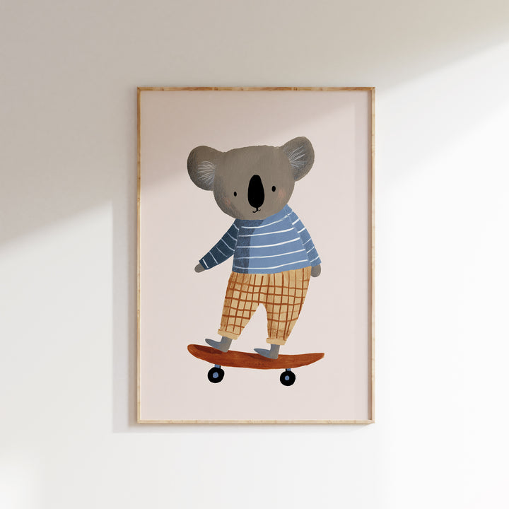 Skateboarding Koala Print