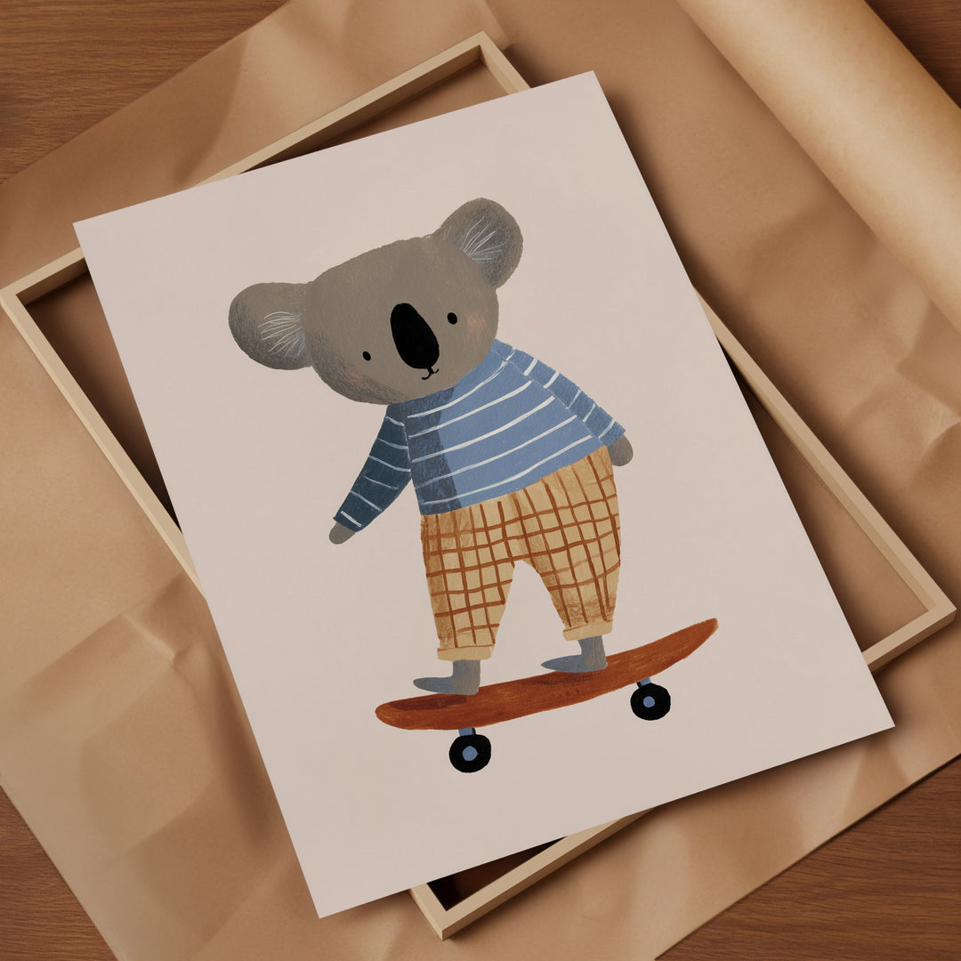 Skateboarding Koala Print