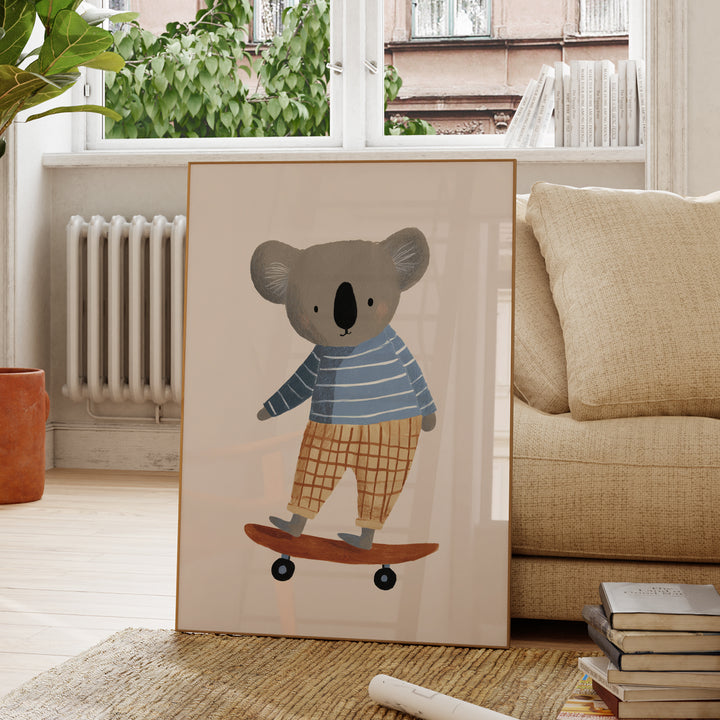 Skateboarding Koala Print