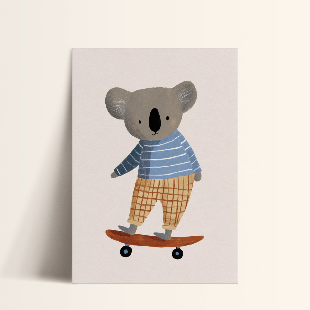 Skateboarding Koala Print