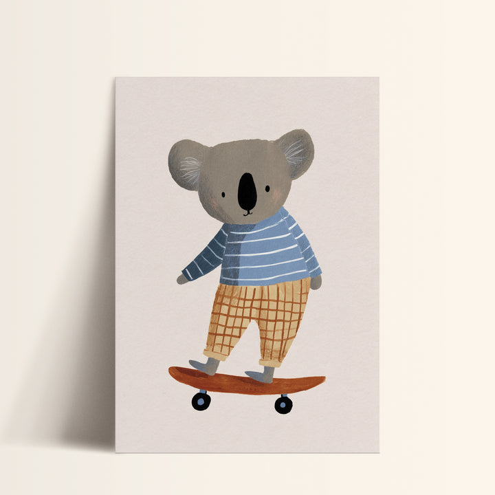 Skateboarding Koala Print