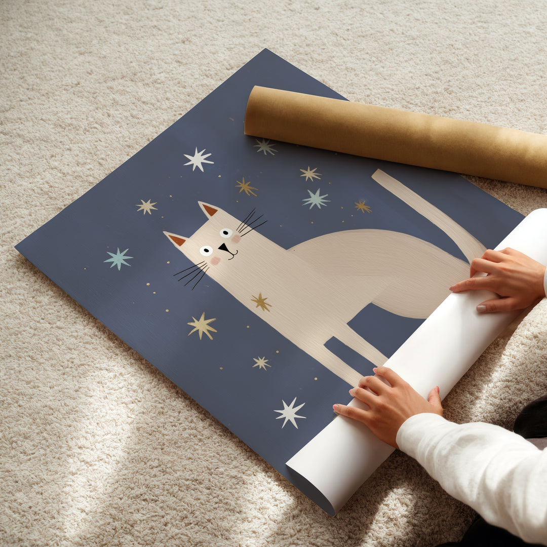 Starry Night Cat Print