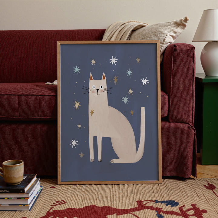 Starry Night Cat Print